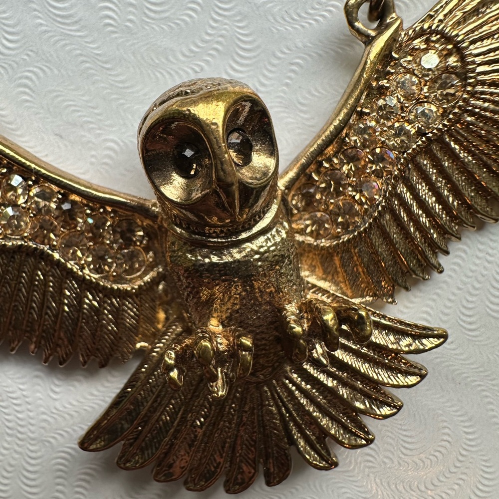 Wildfox RARE gold tone owl statement necklace - Picture 4 of 7